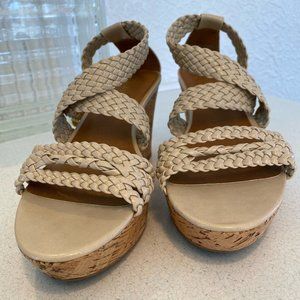 Franco Sarto Galli Platform Sandal Woven Strappy Cream Women’s Size 8.5